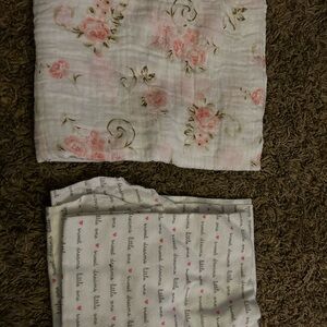 Floral and Script Baby Blanket and swaddle